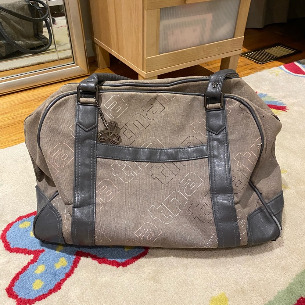 TNA Gray Canvas Travel Weekender Bag